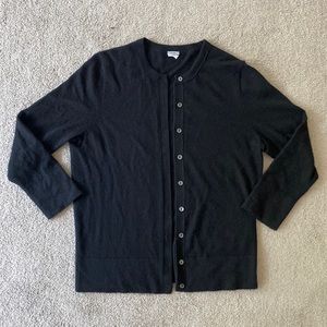 J. Crew Collection Featherweight CASHMERE Cardigan BLACK Sweater - L